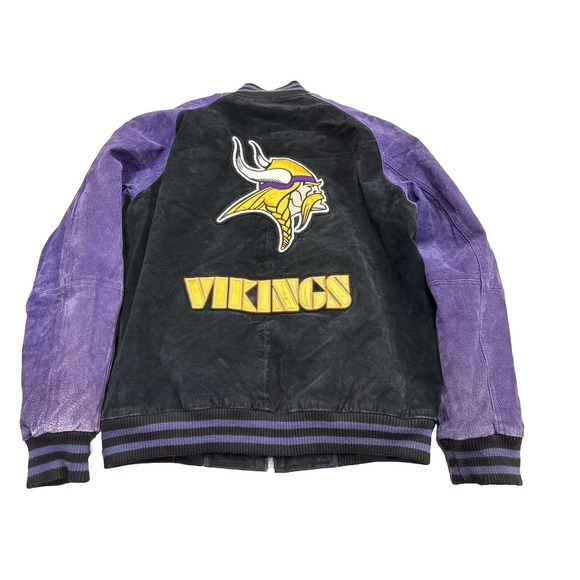 VTG EUC Minnesota Vikings NFL Suede Leather Jacket Large #1 - Picture 2 of 16